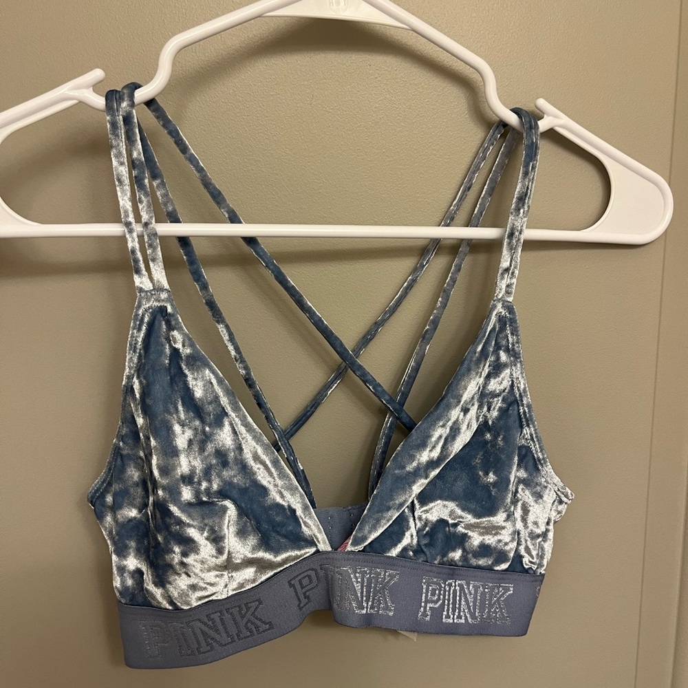 Victoria’s Secret pink ice blue velvet size small bralette
